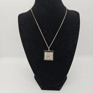 Mafco gold tone chain necklace with bingo card pendant